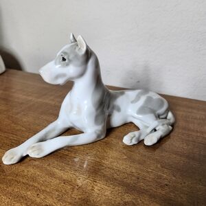 Vintage Lomonosov USSR Porcelain Great Dane Dog Figurine 9 1/2"w X 5"t